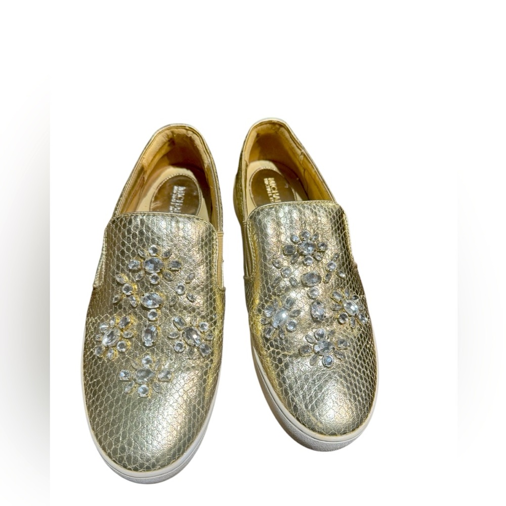 Michael Kors Gold Embellished Slip-On Sneakers